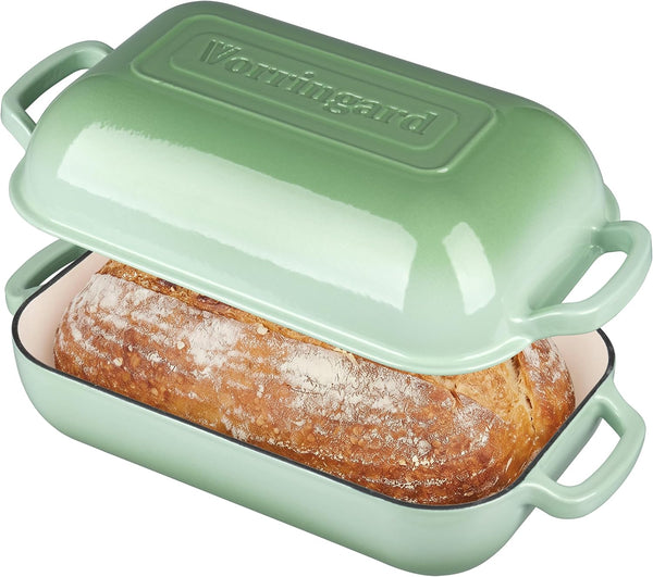 Large Cast Iron Dutch Oven Dome Pot with Lid, Enameled Bread Oven, Bread Pan for Homemade Sourdough Bread Baking, 6QT, Green1