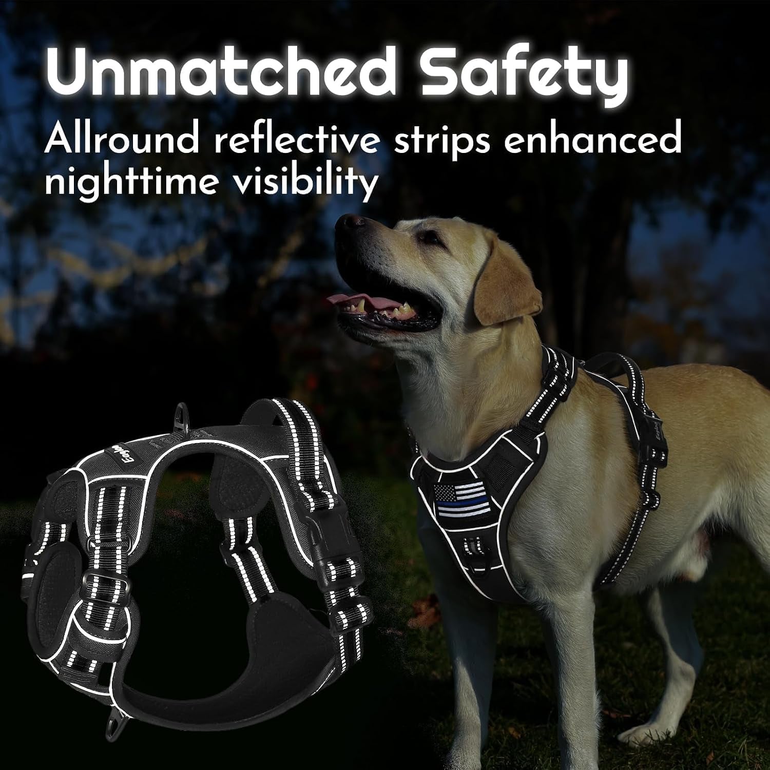 eagloo-dog-harness-no-pull-for-large-dogs-easy-on-off-with-3-buckles-no-choke-with-front-clip-adjustable-fit-molle-system-reflective-vest-easy-control-for-walking-black-large
