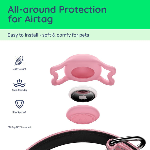Airtag Dog Collar, Reflective Ultra-Durable Nylon Padded with QR Code Buckle & IP68 Waterproof Air Tag Holder Compatible for Apple Airtag, Comfortable for Small Medium Large Dogs(Pink,S)4