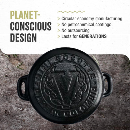 Pack of 2 Cast Iron Mini Cocottes, Preseasoned Mini Dutch Oven Set for Baking, Serving, and Individual Portions, Made in Colombia5