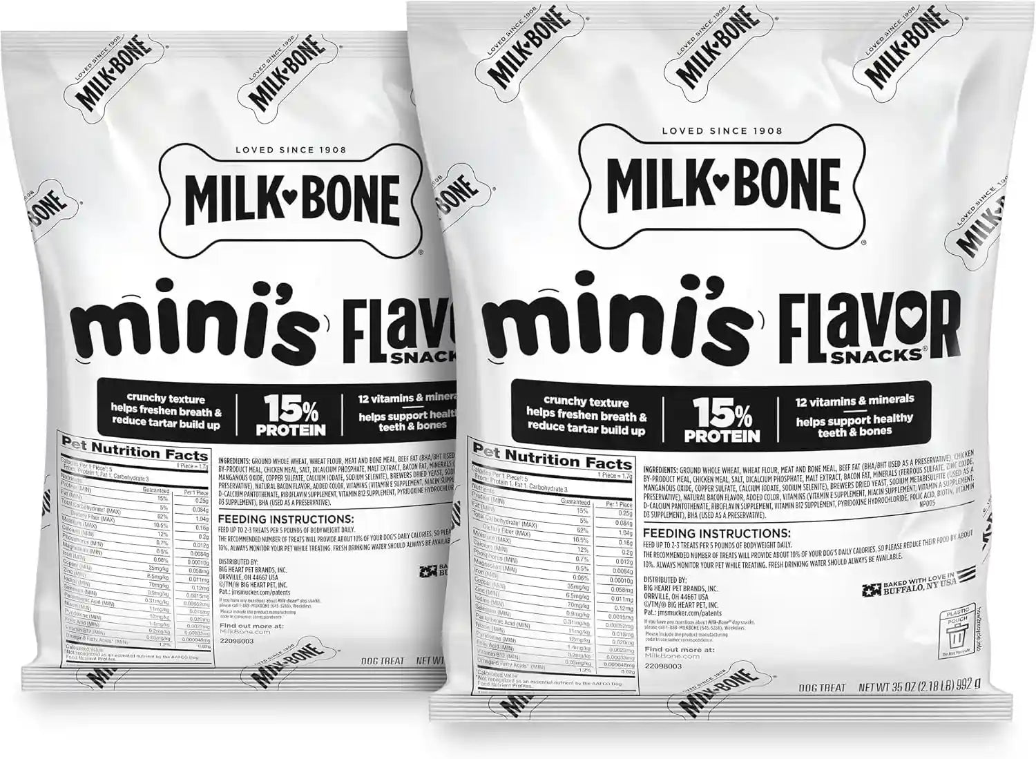 milk-bone-flavor-snacks-mini-s-dog-biscuits-flavored-crunchy-dog-treats-36-oz-canister-5-calories-per-treat-15-protein-3-flavors-per-canister-beef-chicken-bacon-naturally-artificially-flavored