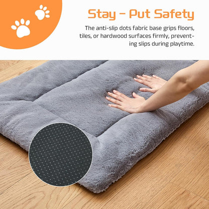 Washable Dog Crate Bed Mat for Medium/Large Dogs – All-Season Comfort with Ultra-Soft Flannel & Heavy-Duty Support (Gray, 36''L*23''W)6