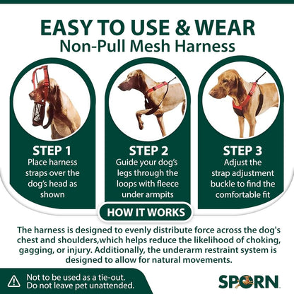 Sporn No Pull Dog Harness, Durable Nylon Mesh Harness for Large Dogs, No Choke Design, Padded Restraint Sleeves, Adjustable Fit, Easy On/Off, Large/Xl for Extra Large Breeds, Black6