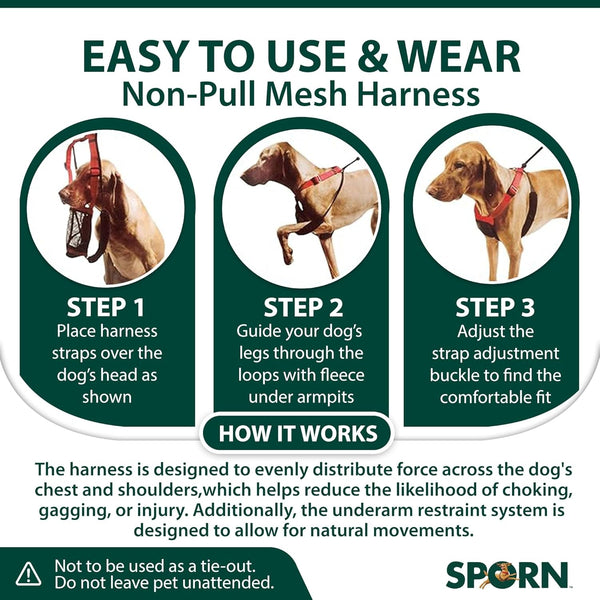 Sporn No Pull Dog Harness, Durable Nylon Mesh Harness for Large Dogs, No Choke Design, Padded Restraint Sleeves, Adjustable Fit, Easy On/Off, Large/Xl for Extra Large Breeds, Black6
