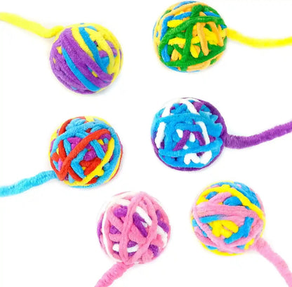 CHIWAVA 6 Pack 20" Woolen Yarn Cat Toys Ball with Bell 2" Large Indoor Cat Toy Balls Kitten Interactive Toys2