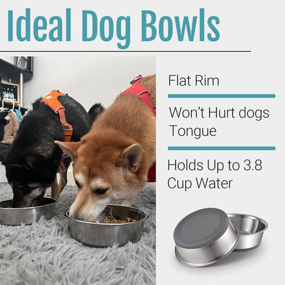 PEGGY11 Nonslip Stainless Steel Dog Bowls, 3.8 US Cup, 2 Count | No Slide Silicone Bottom, Dishwasher Safe, Easy to Clean, Stackable Design4