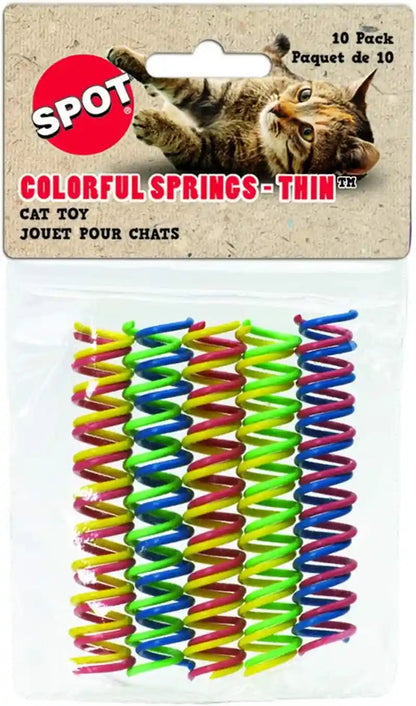 SPOT Colorful Springs Cat Toys – 3" Bouncy Coils for Indoor Cats & Kittens to Swat, Chase & Bite, Safe Lightweight Plastic, Interactive Enrichment Toys, 10-Pack Multi-Color11