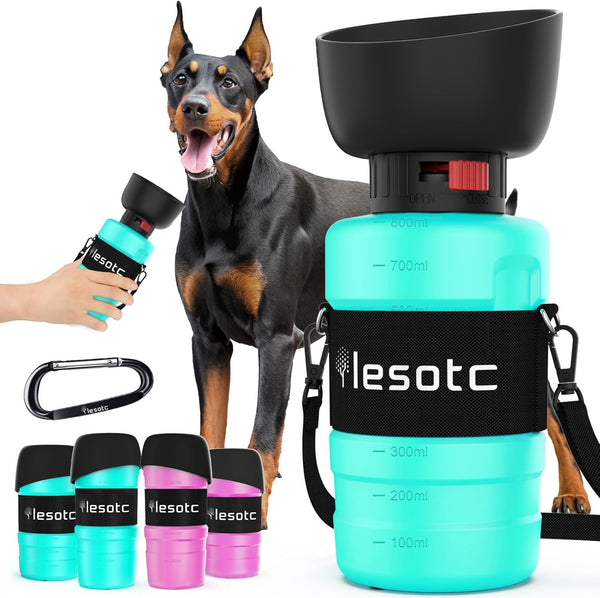 Lesotc Dog Water Bottle, Portable Water Dispenser with Travel Water Bowl, Leak Proof Pet Travel Squeeze Bottle, Puppy Essentials Dog Stuff Accessories for Outdoor Walking, Hiking, Camping24