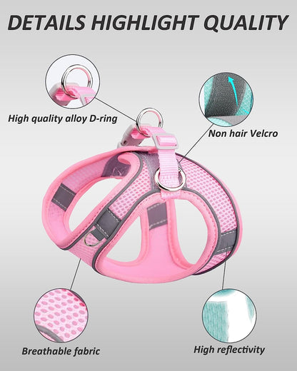 SOLMOONY Dog Harness for Small Medium Large Dogs No Pull, Puppy and Leash Set, Dogs, Step in Harness, Mesh Harness. (Pink, XS)5