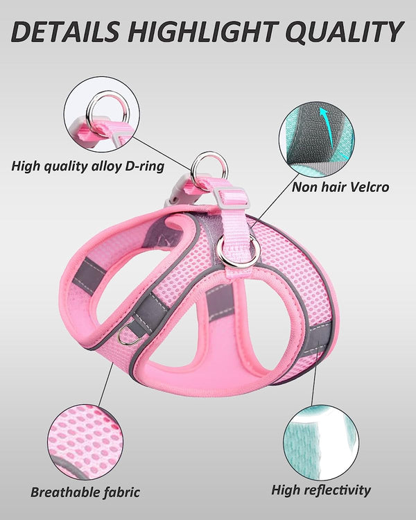 SOLMOONY Dog Harness for Small Medium Large Dogs No Pull, Puppy and Leash Set, Dogs, Step in Harness, Mesh Harness. (Pink, XS)5