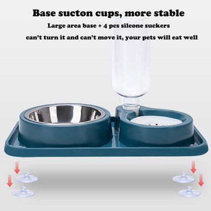 Love Dream Double Dog Cat Bowls, Anti-Slip Pet Food and Water Bowl Set | Automatic Gravity Water Dispenser Bottle Detachable Stainless Steel Bowl No-Spill for Indoor Cats Dogs Puppy Kitten Rabbit4