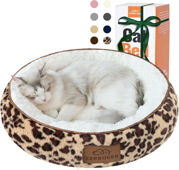 Zerbuger 20In Washable Cat Beds for Indoor Cats - round Donut Pet Bed for Cats, Small Dogs, Puppy, Kitten - Anti-Slip Bottom, Calming Bed Gift - Pink20