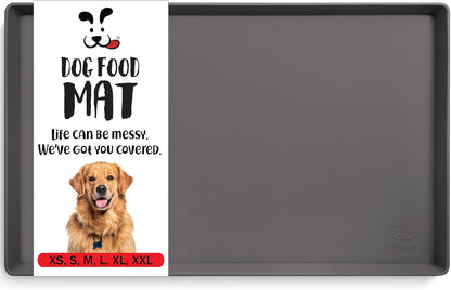 Dogbuddy Dog Food Mat – Waterproof Dog Bowl Mat for Food and Water, Silicone Pet Feeding Mats for Floors, Non-Slip Placemat with High Edges for Dogs Bowls, Puppy Essentials (L: 24" X 16", Shadow)17
