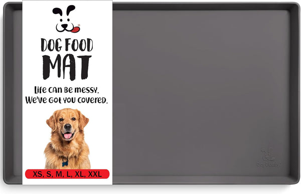 Dogbuddy Dog Food Mat – Waterproof Dog Bowl Mat for Food and Water, Silicone Pet Feeding Mats for Floors, Non-Slip Placemat with High Edges for Dogs Bowls, Puppy Essentials (L: 24" X 16", Shadow)17