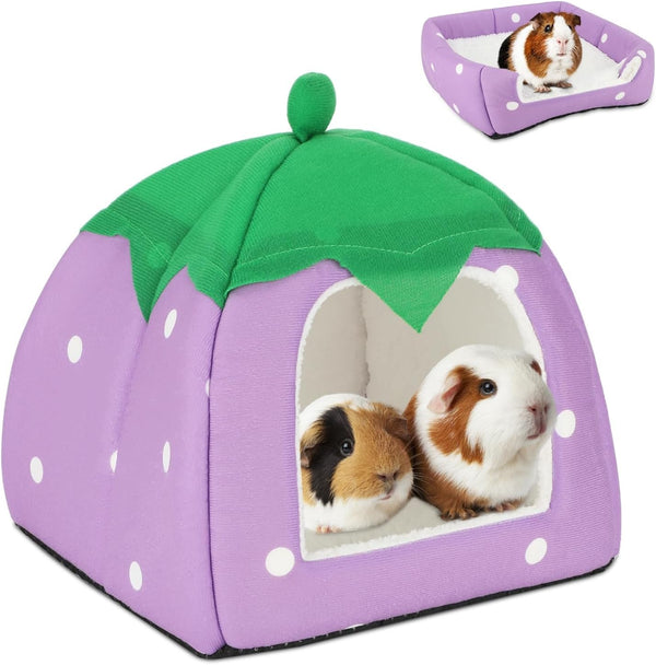BWOGUE Guinea Pig Bed Hideout, Washable Hamster Cave for Small Animals | Removable Cushion for Cleaning, Warm Fleece Nest, Washable Bed, 10.23 X 10.23 X 11 In, Dwarf Rabbits Hedgehogs12