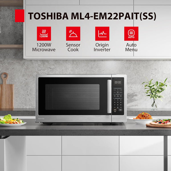 Countertop Microwave Oven with Inverter, 2.2 Cu.Ft, 1200W | Sensor Cook, 6 Auto Menus, 16.5 Inch Removable Turntable, Child Lock, for Large Family, Stainless Steel2