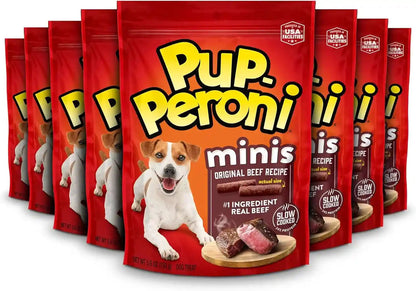 Pup-Peroni Dog Training Treats Made with Real Beef, 8 Bags (5.6 Oz. Each) | Slow Cooked 2.5+ Hours for a Tender Texture & Rich, Meaty Taste. 24% Protein. No Fillers. No Red 40.10
