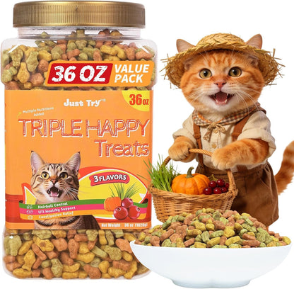 Just Try Cat Treats for Indoor Cats Hairball Control Natural Salmon Healthy Cat Grass Treats Kitten Snacks Training Biscuits Catnip for Cats Dental Care 13.4 OZ13