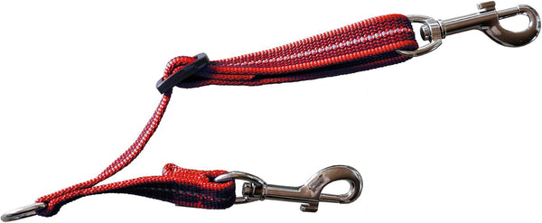 Herm. Sprenger Adjustable Coupling Strap – Reflective Nylon 2-Way Dog Leash Coupler with Nickel-Plated Swivel Clip – Safety Backup Strap for Prong & Flat Collars (Red)1