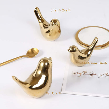 Small Birds Statues Home Decor, Modern Style, Gold, M&L | Ceramic Animal Figurines, Set of 2 Decorative Ornaments, for Living Room, Bedroom, Office Desktop, Cabinets, Coffee Bar5