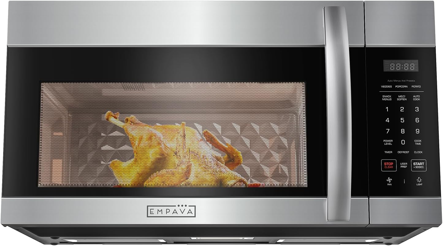 empava-1-7-cu-ft-over-the-range-microwave-1000w-silver-empv-30otr01-sensor-cooking-auto-menus-2-speed-300-cfm-venting-fan-10-power-levels-turntable-function-bright-cooktop-led-lighting