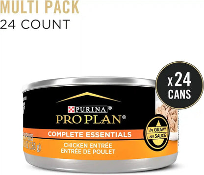 Purina Pro Plan Complete Essentials High Protein Cat Food Gravy, Wet Cat Food Chicken Entree - (Pack of 24) 5.5 Oz. Cans3