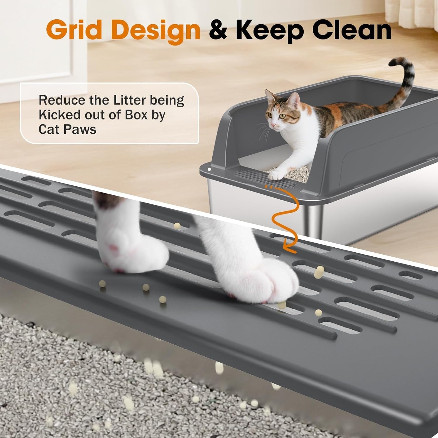 2pack-stainless-steel-litter-box-extra-large-litter-boxes-for-big-cats-xl-metal-cat-litter-box-with-lid-high-sides-anti-urine-leakage-non-sticky-scoop-included