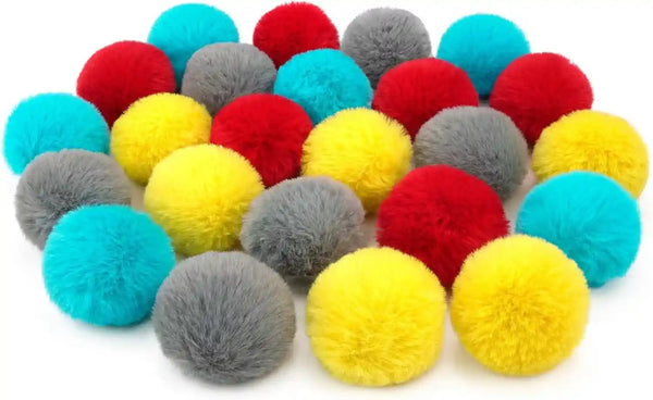 CHIWAVA 24PCS 1.8" Catnip Furry Cat Toys Ball Soft Pom Pom Balls Kitten Chasing Quiet Play Assorted Color8