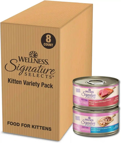 Wellness CORE Signature Selects Variety Pack Adult Canned Wet Cat Food, Natural, Protein Rich, Grain Free, Poultry Recipes, 2.8 Oz, Pack of 8 Cans12