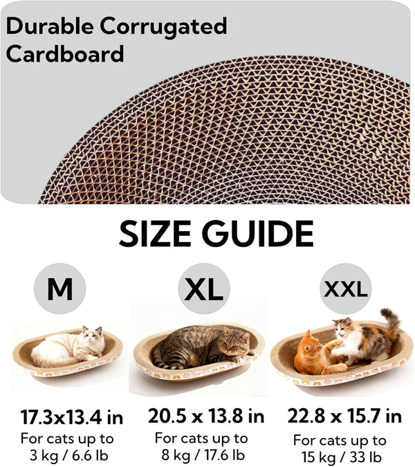 3 Pack Large Cat Scratcher Cardboard, Oval Cat Scratcher Bed Cat Scratch Pad Board Lounge Couch for Indoor Cats Bowl Shaped Cat Scratching Post Nest for Cats Grinding Claw Furniture Protector8