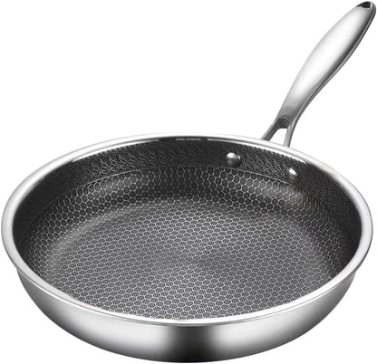 Stainless Steel Honeycomb Wok Pan 17.40 X 10.23 X 1.96 in Stir-Fry Skillet for Gas Stoves Induction Cookers Frying Steaming and Everyday Kitchen Cooking1