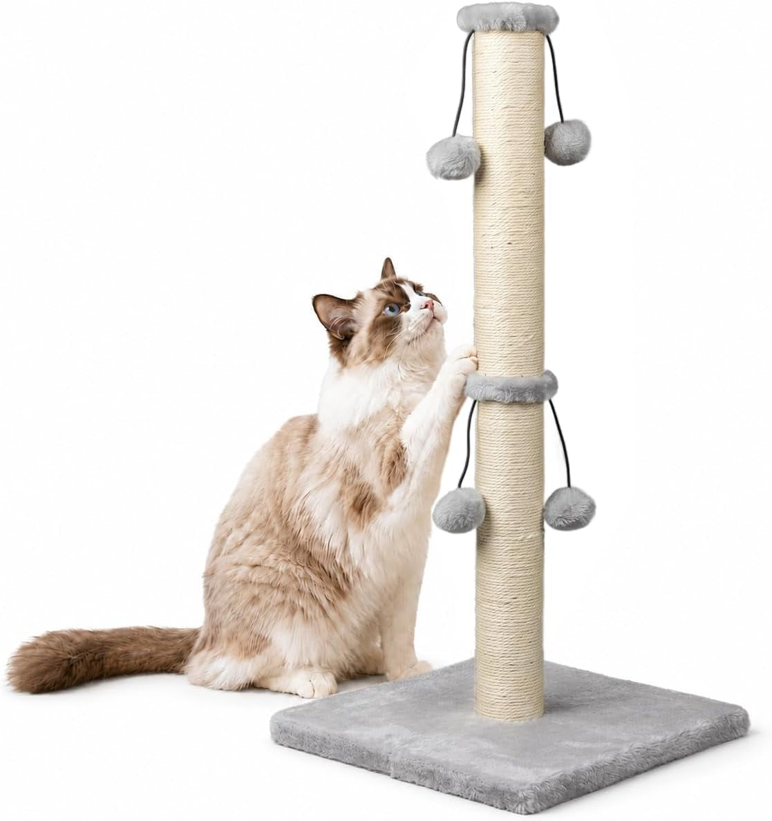 dimaka-29-cat-scratching-post-natural-sisal-rope-scratcher-post-kitten-claw-scratch-with-4-danglingtoy-balls-for-large-cats-grey