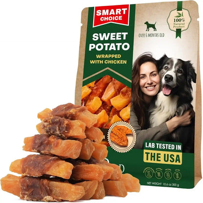 Beloved Pets Sweet Potato Dog Treats & Healthy Chicken Chews 10.6 Oz - Puppy Snacks & Soft Bones for Large, Medium & Small Breeds - Natural Dog Food & Grain-Free, Rawhide-Free Training Jerky Wraps1