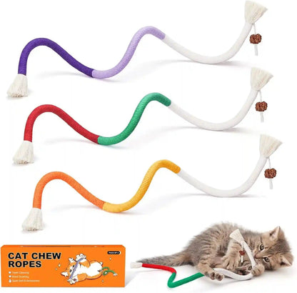 Potaroma Cat Toys Chew Ropes 3Pcs with Refillable Natural Catnip, Safe Teeth Cleaning Toy for Indoor Kittens, Interactive Cat Nip Kitty Toys for All Breeds 19.5 Inches | Safe Teeth Cleaning & Teething for Indoor Kittens, Interactive Cat Nip Kitty Toys for All Breeds 19.5 Inches1