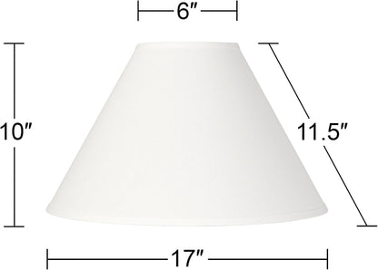 Large White Linen Chimney Lamp Shades 6X17X10 (Spider) Set of 2 | 6" Top X 17" Bottom X 10" High Replacement for Table + Floor Lamps Empire Shade Pre-Assembled Harp + Finial Fitting4