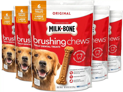 Milk-Bone Brushing Chews Large Daily Dental Dog Treats, 33.7 Oz Bag | 25 Treats, Chicken Flavored, VOHC Accepted Dental Chews, Helps Clean Teeth and Freshen Breath, for Large Dogs 50 Lbs and Up13