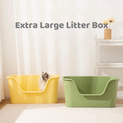 Extra Large Litter Box with High Sides 25.27" Lx17.83 Wx13.11 H,Anti-Splashing,Tool-Free Assembly,Multi Kitty Cat Litter Box,Jumbo (Yellow)2