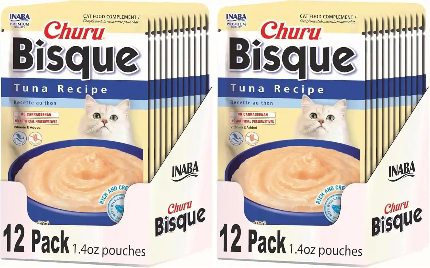 inaba-churu-bisque-for-cats-creamy-lickable-puree-side-dish-with-vitamin-e-1-4-ounces-per-pouch-12-pouches-tuna-chicken-variety