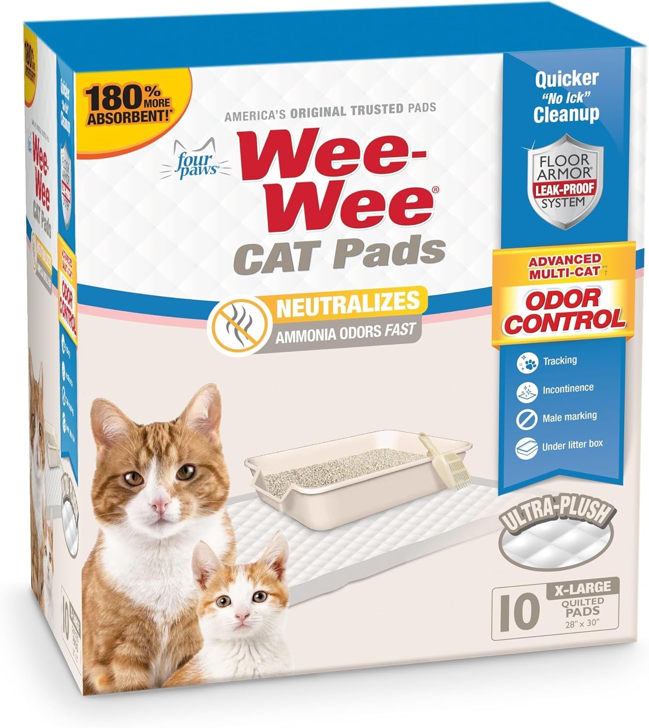 four-paws-wee-wee-cat-pee-pads-disposable-litter-box-mats-advanced-odor-control-fast-absorption-box-pee-pads-for-litter-tracking-28-x-30-fresh-scent-10-count