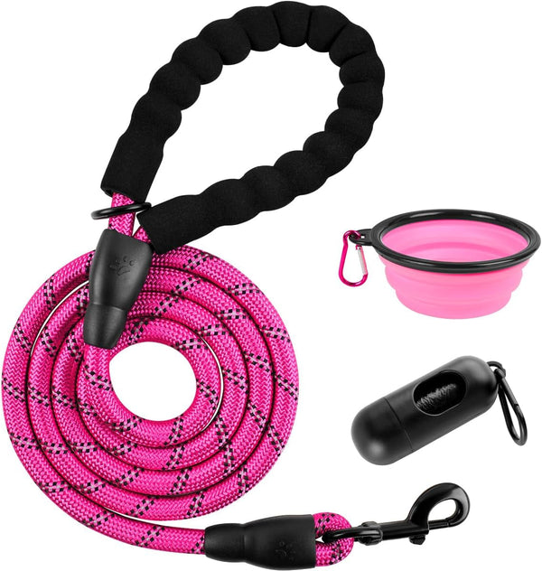 BARKBAY Dog Leashes for Large Dogs Heavy Duty Dog Leash 4/5/6 FT with Comfortable Padded Handle and Highly Reflective Threads for Medium Large Dogs Walking Training Running (5Ft-1/2'',Pink)26