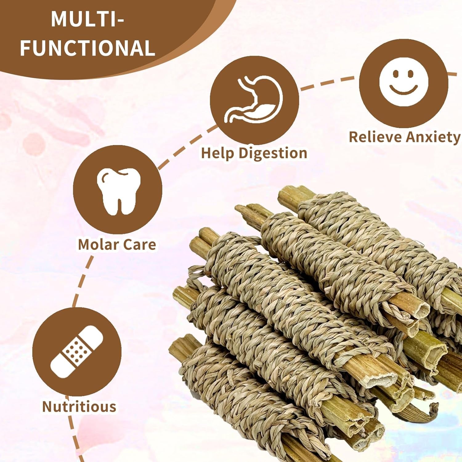 fhiny-12-pcs-rabbit-chew-sticks-natural-papaya-wood-seagrass-guinea-pig-chew-toys-for-teeth-small-animal-molar-sticks-snacks-for-bunny-guinea-pig-chinchilla-ferret-hamster-gerbil-dental-care