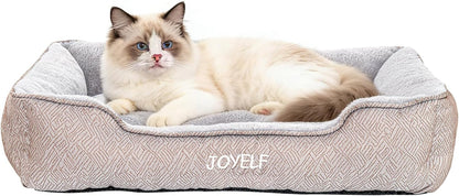 JOYELF Rectangle Dog Bed Calming Pet Bed, anti Anxiety Cat Bed & Sofa, Cute Plush Pet Bed for Small Dog and Cat- Small(Upgraded Version)1