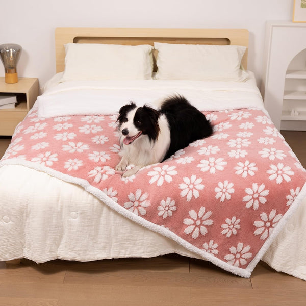 Cute Waterproof Blanket for Dog Cat or Adult, 50"X60", Pink | 3D Textured Flower Pet Blanket for Bed Couch Sofa, Soft Liquid Pee Proof Pet Furniture Protector6