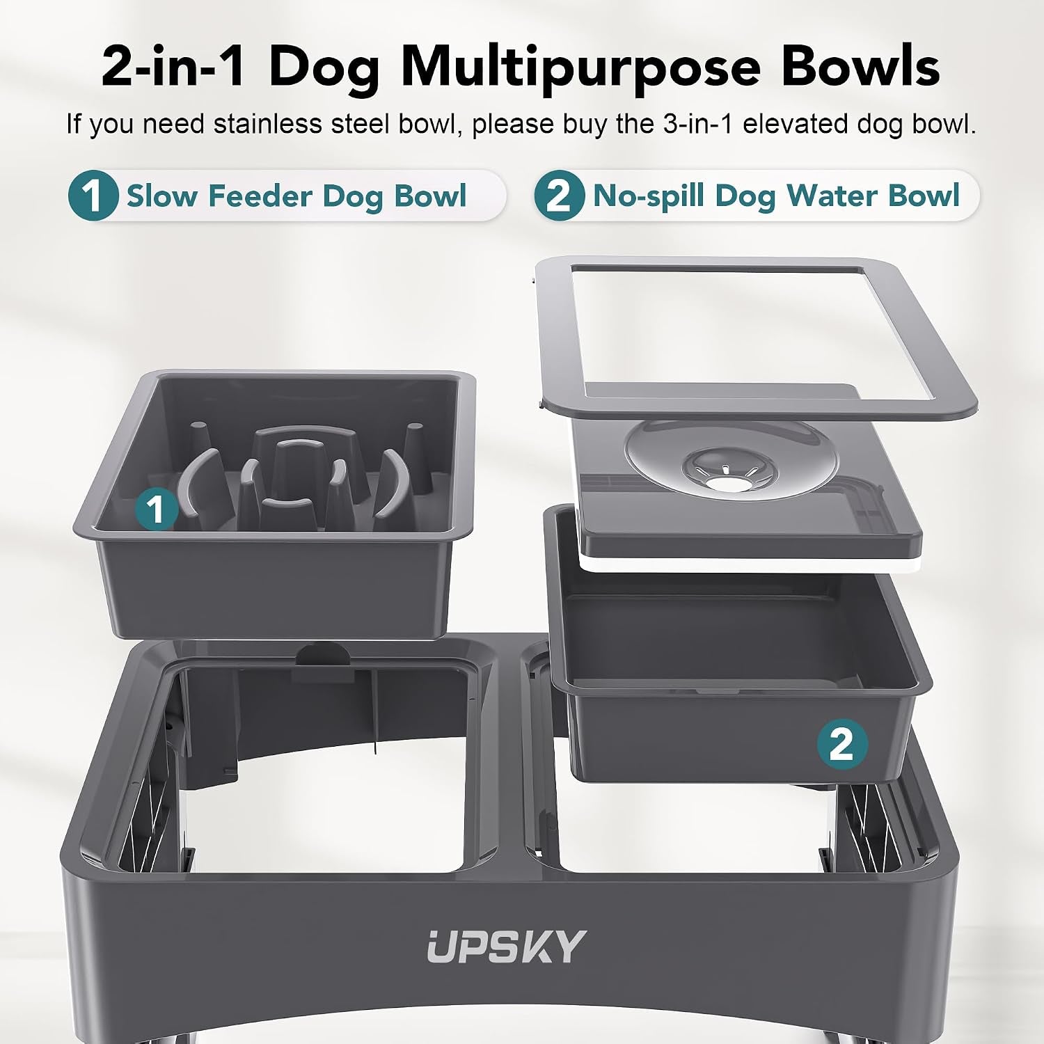 upsky-2-in-1-elevated-dog-bowls-slow-feeder-4-height-adjustable-raised-bowl-stand-no-spill-dog-water-bowls-anti-slip-food-and-water-bowls-for-small-medium-dogsnot-include-stainless-steel-bowl