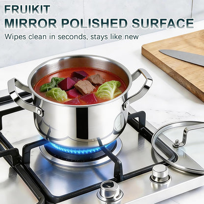 Stainless Steel Cookware Set - 24 PCS Kitchen Cookware Sets with 3-Ply Frying Pan and Steamer, Cool Handles, Heavy-Duty Chef Quality, Pots and Pans Set Compatible with All Stoves6