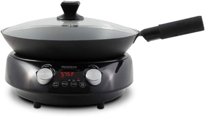 Mosaic Induction Wok, Precise Temp Controls from 100°F-575°F in 5°F | Wok Hei, Infuse Complex Charred Aroma & Flavor, 3 Watts 600, 900 & 1500, Authentic 14-Inch Carbon Steel Wok Included, Black1