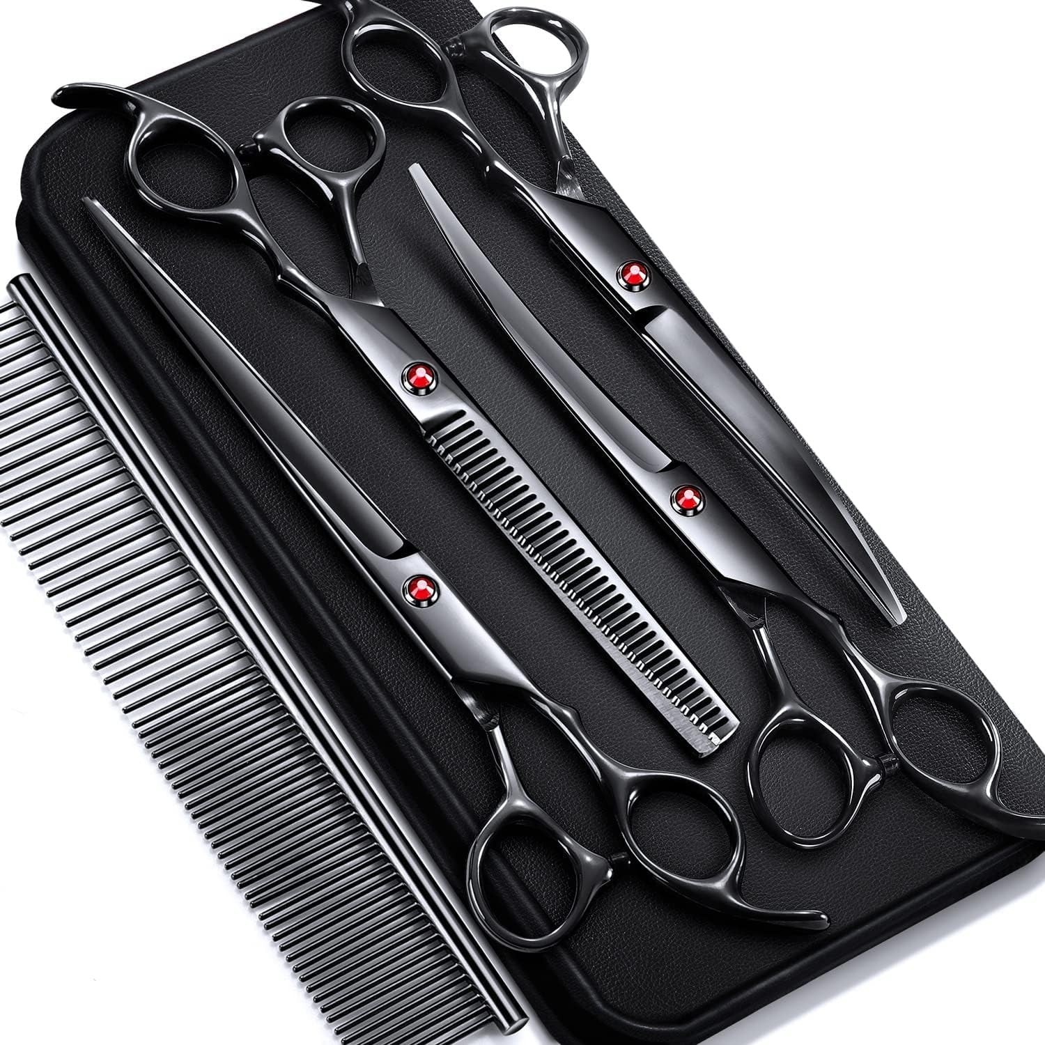 gimars-titanium-coated-professional-6-in-1-4cr-stainless-steel-dog-grooming-scissors-with-safety-round-tip-heavy-duty-pet-grooming-scissor-for-dogs-cats-and-other-animals