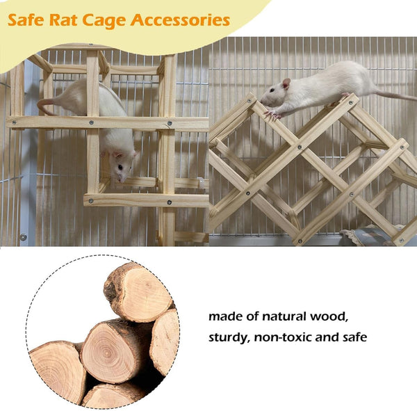 Kiln-Dried Wood Rat Climb Toy, Hanging Cage Ladder Activity (M, 1Pc) | Natural Rat Cage Bridge, Multiple Openings & Directional Ramps Offer Challenges to Satisfy Rats' Instincts for Explore & Play3