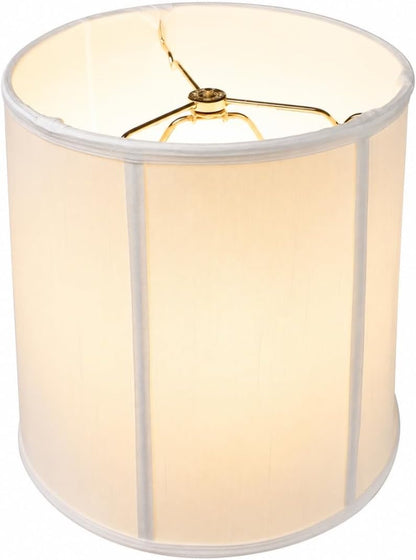 14"X16"X17” Prestige Tall Drum Lampshade with Brass Spider Fitter - Perfect for Desk and Tall Table Lamps - Large Cylinder Shade Replacement, White Shantung Fabric4