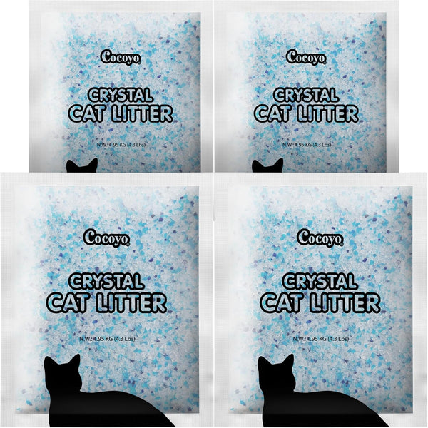 COCOYO Crystal Cat Litter I Silica Gel Cat Litter,17.2 Lbs Value Pack (4.3 Lbs X 4)1